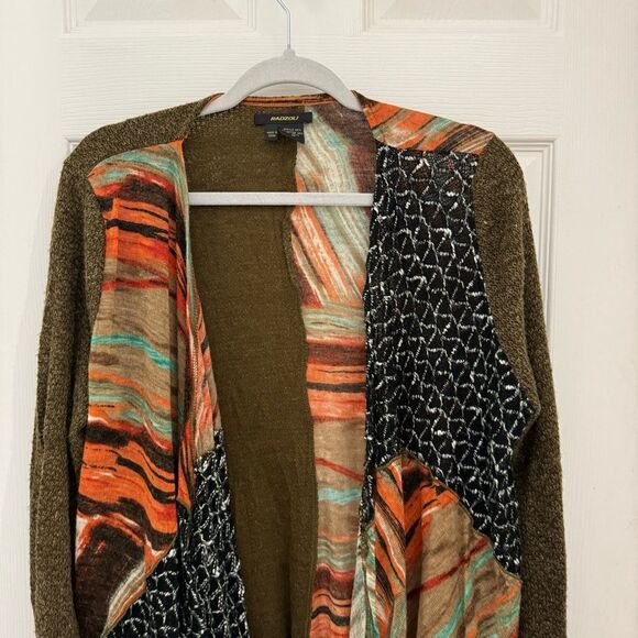 Radzoli Art to Wear Textured Cardigan Sz Medium Open Front Asymmetric Hem Artsy - Picture 3 of 6